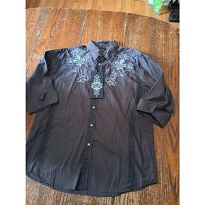 New Large Montero Jeans Grey Embroidered Western Hispanic Streetwear Shirt